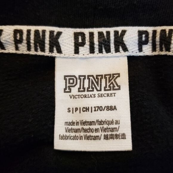 PINK Victoria's Secret Black Funnel Neck Pullover Sweatshirt Women's Size Small - Picture 6 of 8